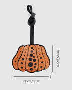 Size chart for pumpkin leather bag charm showing dimensions 7.8cm width and 6.5cm height.