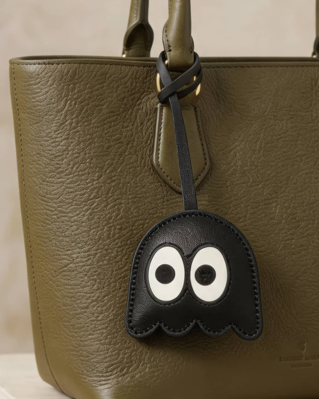 Playful Ghost French Goatskin Leather Bag Charm