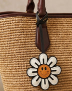 Smiley Daisy French Goatskin Leather Bag Charm