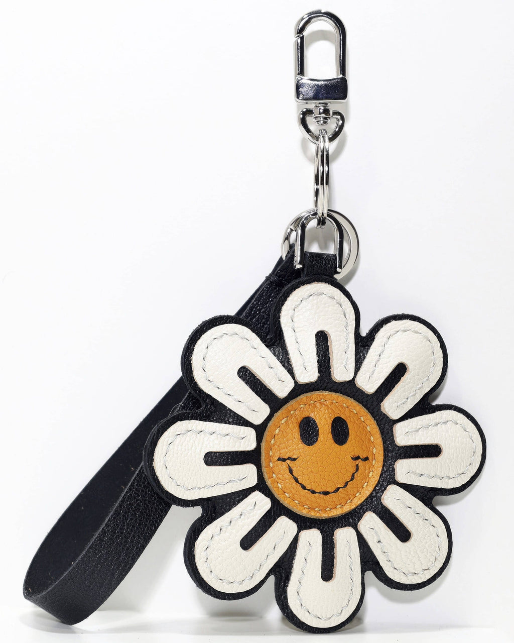Smiley Daisy French Goatskin Leather Bag Charm