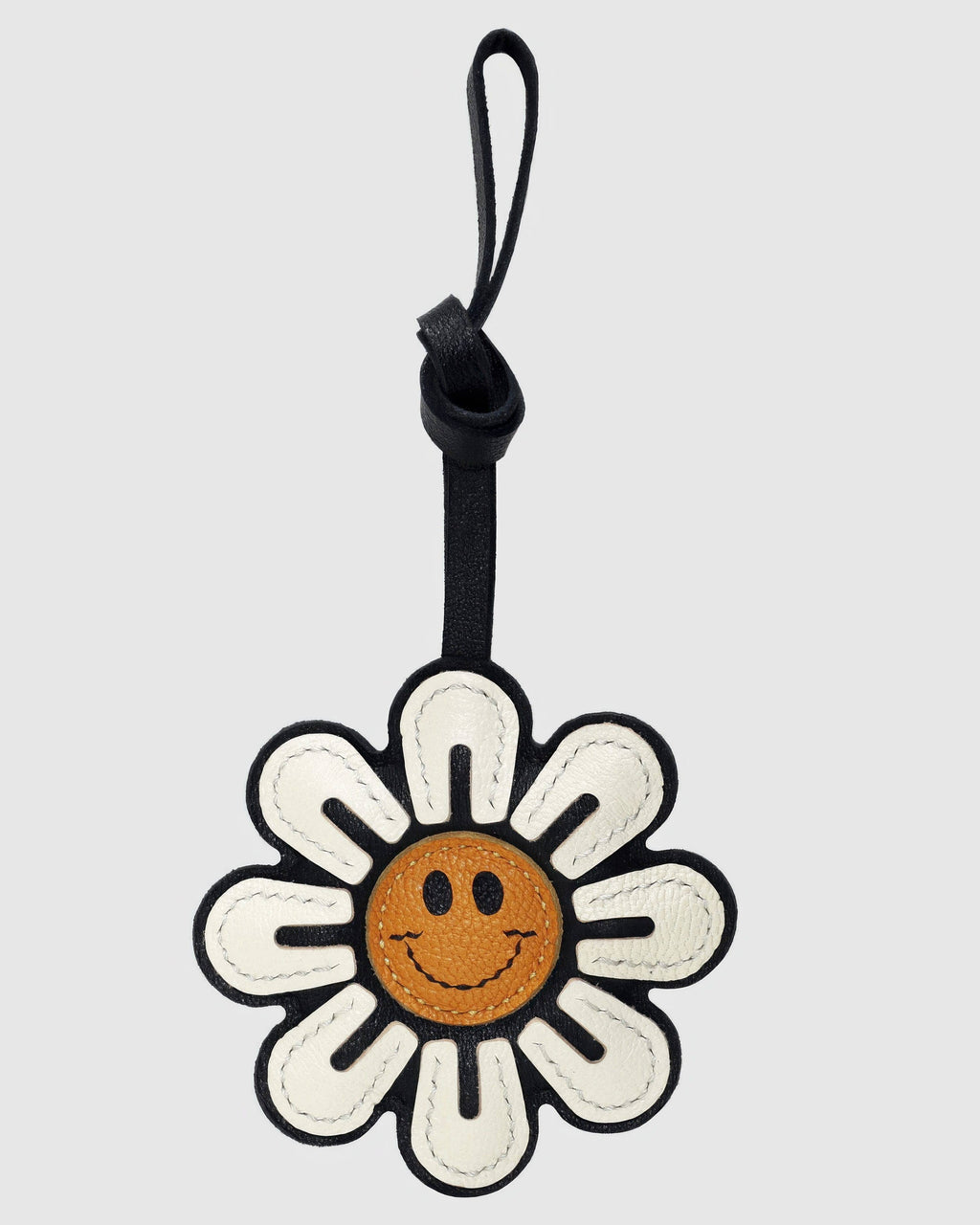 Smiley Daisy French Goatskin Leather Bag Charm