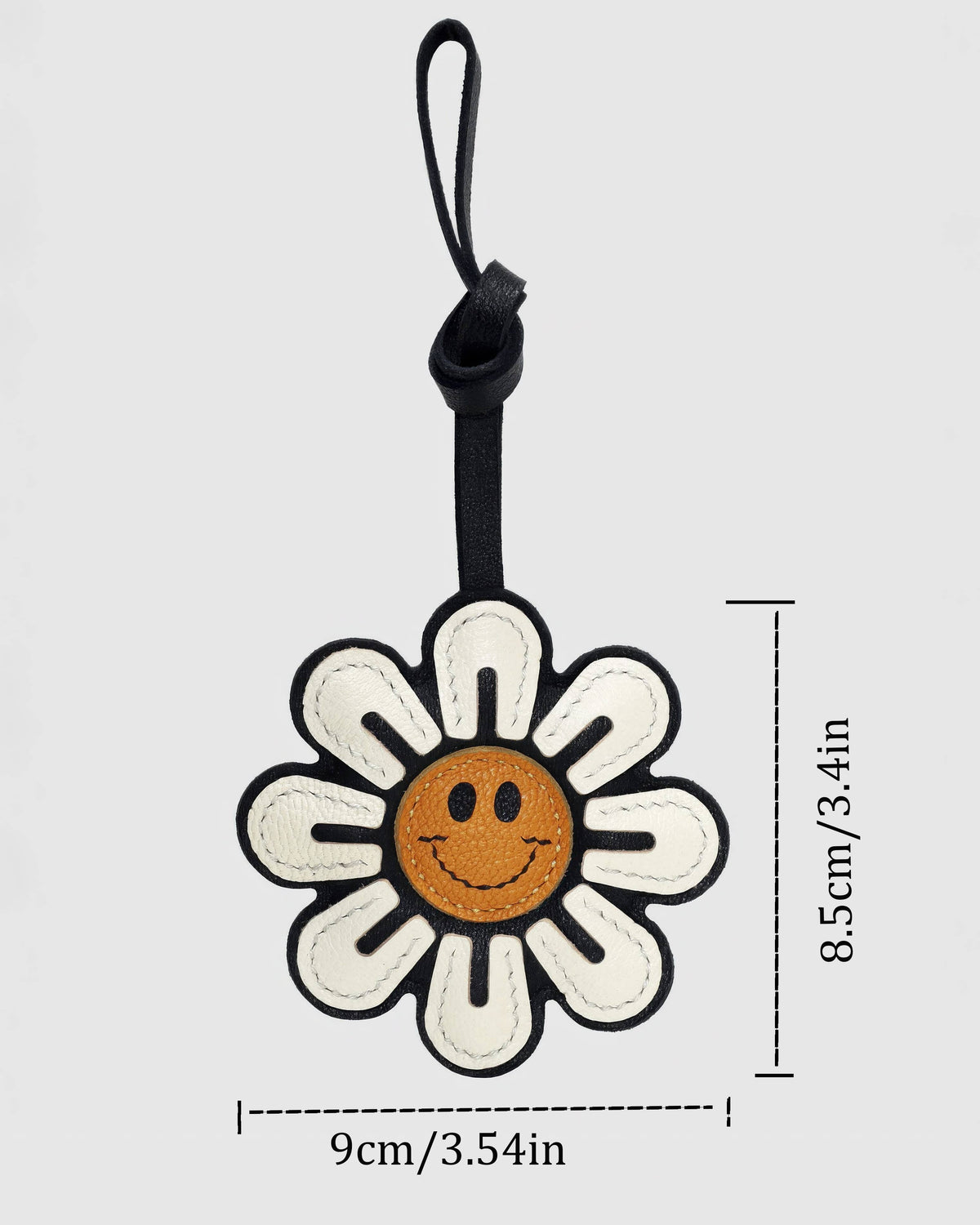 Smiley Daisy French Goatskin Leather Bag Charm