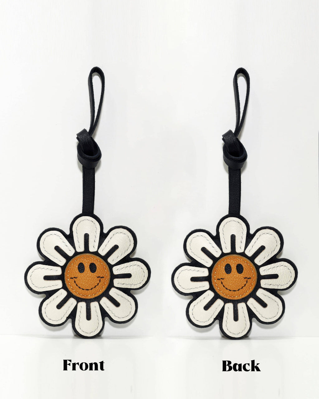 Smiley Daisy French Goatskin Leather Bag Charm