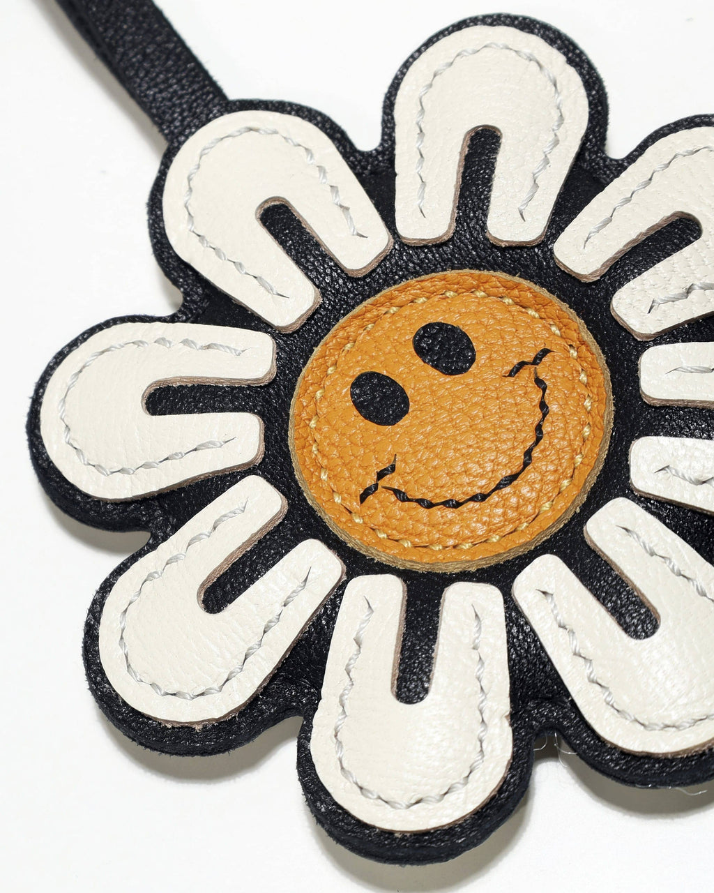 Smiley Daisy French Goatskin Leather Bag Charm