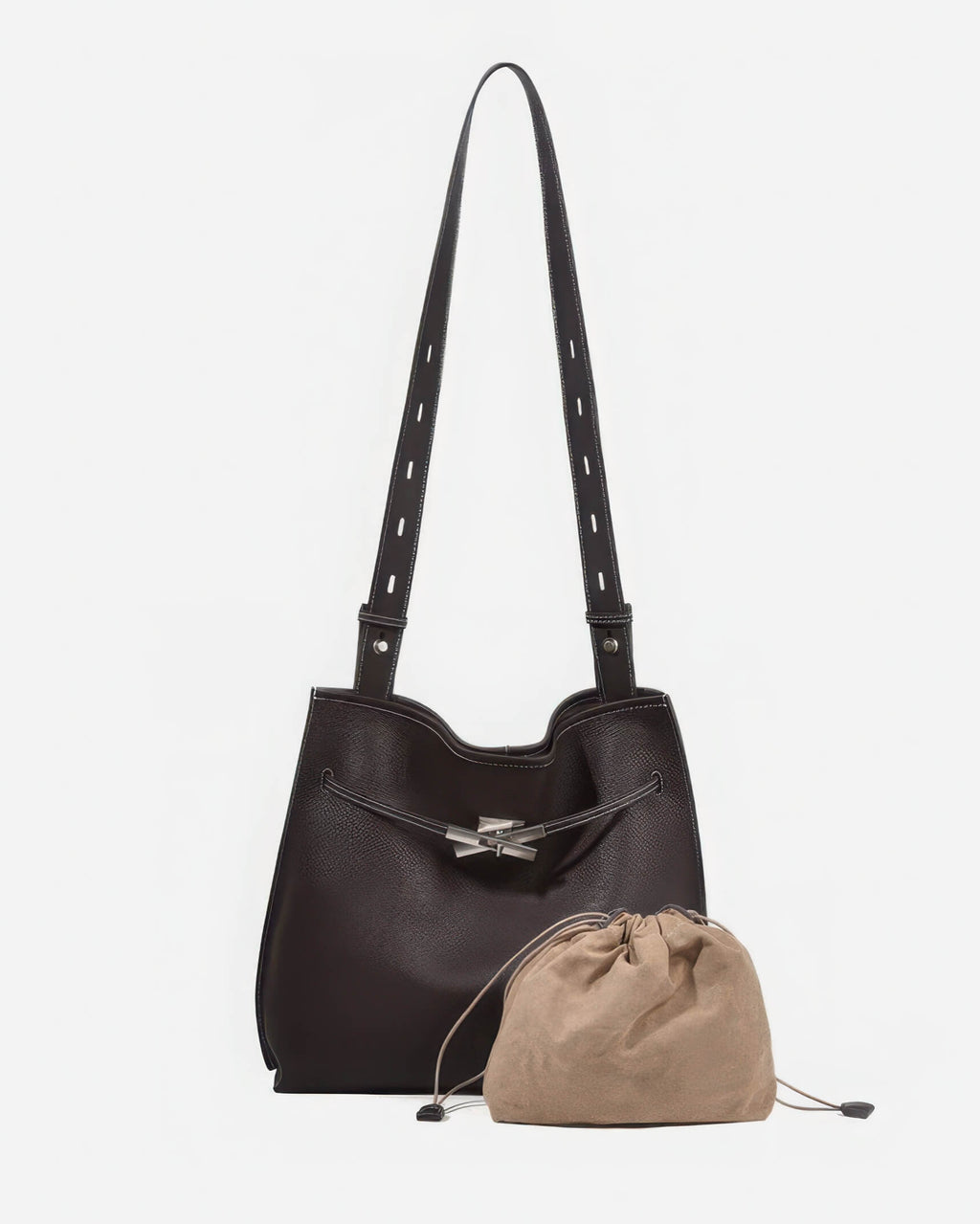 a spacious burgundy leather Boston bag 